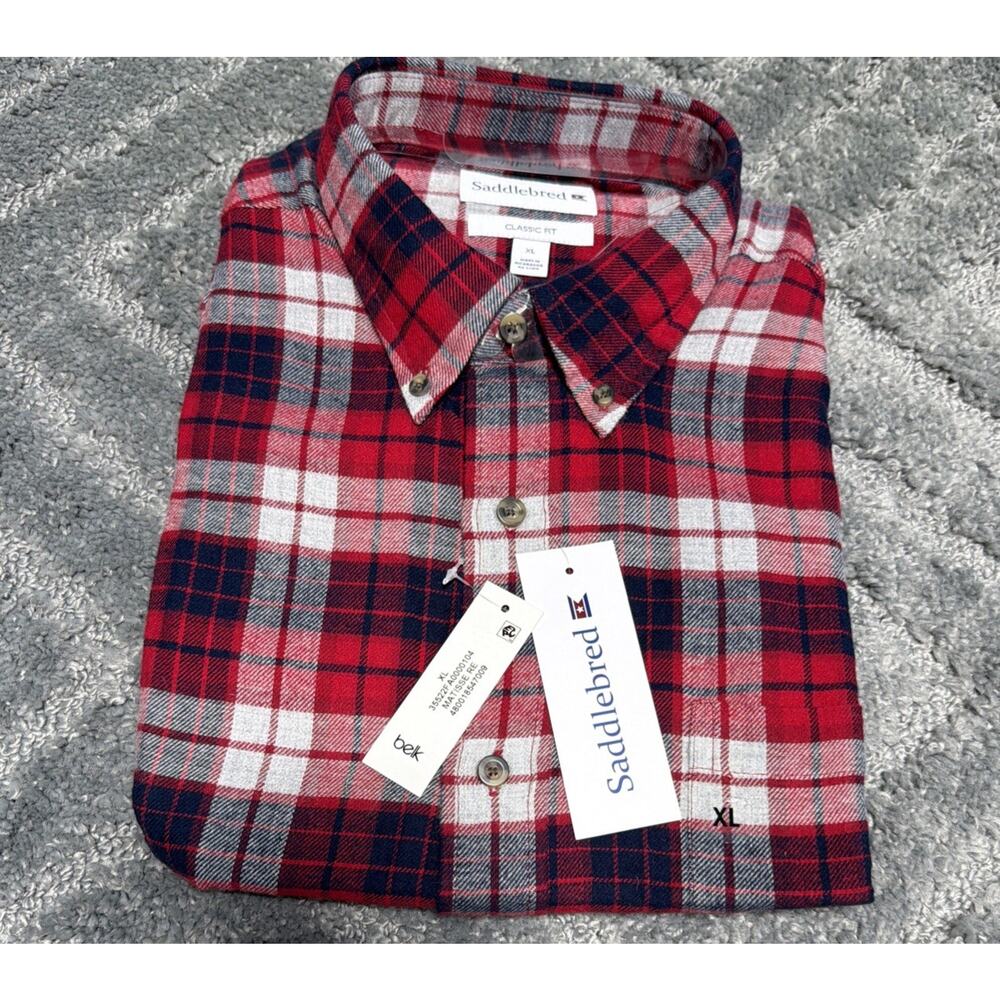 Saddlebred Shirt Mens XL Plaid Long Sleeve Classic Fit Cabin Core Preppy